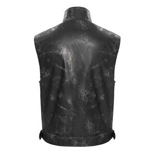 Men's Fashion Black <b>Gothic</b> Punk Studded Stand Collar Waistcoat Casual Vest Top Sell 2026 - Product Image 2