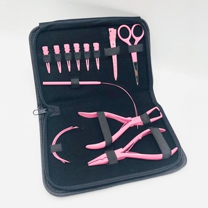 Kit Profesional de Herramientas para Extensiones de Cabello de Acero Inoxidable, Alicates Rosados, Aguja de Tracción, Enhebrador de Bucles, Anillas Micro, Clips para Cabello - Product Image 3