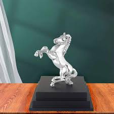 Escultura Decorativa de Caballo Corriendo en Plata y Oro, Figura Decorativa de Mesa para el Hogar, Oficina y Decoración de Interiores de Lujo - Product Image 3
