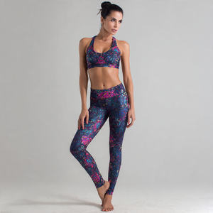 Conjunto de 2 Piezas para Yoga con Espalda Cruzada y Cuello Cuadrado para Mujer, Leggings de Compresión, Ropa Deportiva de Nylon/Algodón de Secado Rápido y Transpirable - Product Image 1