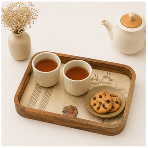 Juego de bandejas de madera artesanales con arte de palacio de elefantes reales, plato decorativo esmaltado para aperitivos en la mesa de centro - Product Image 5