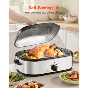 18QT <b>Electric</b> Countertop Roaster Oven with Self-Basting Lid 150-450 Fahrenheit Adjustable Temperature Cool Roasting <b>Pan</b> - Product Image 4