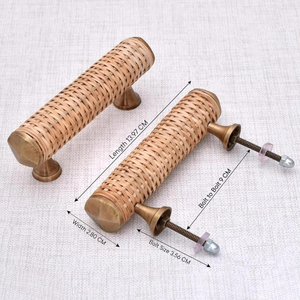 Poignée de porte en rotin artisanale, style côtier, pour armoires, tiroirs et portes intérieures, quincaillerie en cannage naturel tressé pour un style rustique - Product Image 5