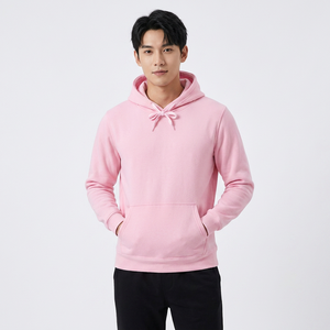 Ensemble survêtement unisexe décontracté rose à capuche avec pantalon de jogging noir, manches longues, couleur unie, logo sur le devant, idéal pour l'automne - Product Image 4