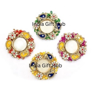 Inde cadeau Hub fait à la main multicolore porte-bougies de noël décor à la maison bougie et chauffe-plat Diwali décoration Diyas - Product Image 2