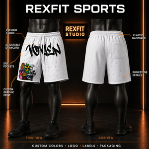 Shorts pour hommes personnalisés à imprimé flamme, en coton épais, effet vintage, streetwear, graphiques, décontractés, avec cordon de serrage, amples, pour la gym, vente en gros - Product Image 6