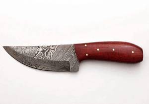 Couteau utilitaire robuste en acier Damas forgé à la main, personnalisé OEM, manche en bois dur rouge courbé, épaisseur de lame 4 mm, 8 pouces de longueur totale, DIY - Product Image 5