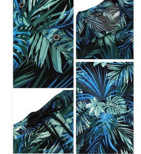 Conjunto de Camisa de Manga Corta con Estampado Tropical y Pantalones Cortos a Juego para Hombre, Atuendo Casual de Playa para Verano, Tejido de Poliéster Transpirable - Product Image 6