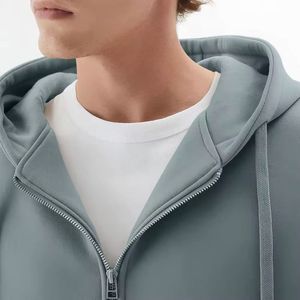 Sweat-shirt à capuche oversize pour homme, couleur unie, en molleton bouclette, style streetwear décontracté, coupe classique, tricoté, avec fermeture éclair, pour l'automne - Product Image 6