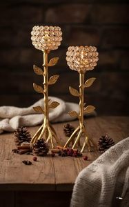 Elegant Gold Crystal Leaf Candle <b>Holder</b> Decorative <b>Tealight</b> Stand for Home Table Decor - Product Image 6