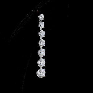 Pendientes Largos con Siete Piedras de Diamante Cultivado en Laboratorio, Oro 10K 14K 18K, Plata 925 935, Regalo de Lujo para Compromiso - Product Image 4
