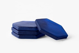 Juego de Posavasos Redondos Modernos de Resina Azul, Antideslizantes, de 10 cm de Diámetro, Colección Artesanal Ecológica - Product Image 6