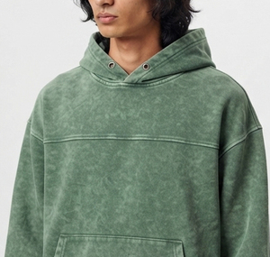 Conjunto Deportivo de Dos Piezas para Hombre, Sudadera con Capucha y Pantalones, Estilo Acid Wash, 100% Algodón Felpa, Hombros Caídos - Product Image 4