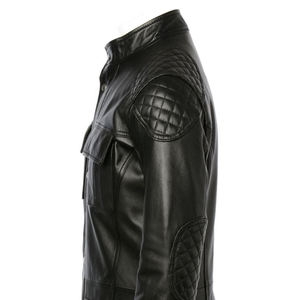 Veste en cuir vintage Cafe Racer |   Manteau de motard rétro à manches rayées |   Veste de course slim fit pour homme - Product Image 6