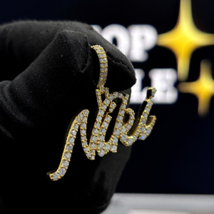 Custom Script <b>Name</b> Pendant 925 Sterling <b>Silver</b> VVS Moissanite Iced Out Cursive <b>Necklace</b> Charm - Product Image 5