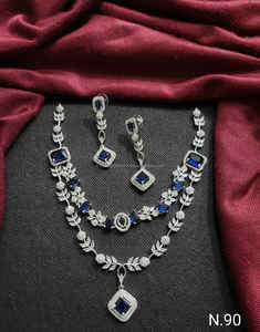 Diamant américain Délicat Feuille & Fleur Designs Argent Plaqué Double Couche Clouté Collier Ensemble Avec Boucles D'oreilles Bijoux Ensemble Femmes - Product Image 4