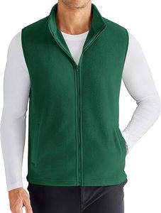 Gilet décontracté pour homme, vert, sans manches, avec fermeture éclair, col montant, léger, pour les voyages en plein air, usage quotidien, gilet de superposition - Product Image 4