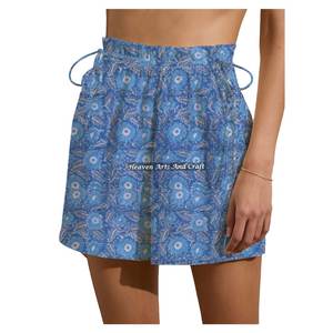 Shorts d'été respirants à cordon de serrage pour femme, en coton imprimé, pour la plage et la détente - Product Image 4