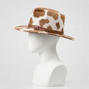 Sombrero de vaquero con estampado de vaca, unisex, para adultos, informal, para exteriores, estilo primavera-verano, con banda de cuero - Product Image 3