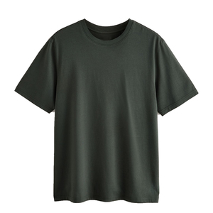T-shirt en coton uni pour homme, manches courtes, col rond, coupe ample, couleur unie, vêtement décontracté, jersey 100% coton, logo sur le devant - Product Image 1