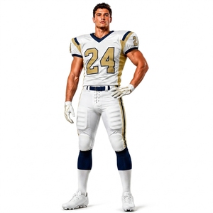 Ensemble de maillots de football personnalisables pour hommes, col en V, manches courtes, blanc, marine, or, 24, évacuation de l'humidité, 100% polyester, maille, toutes saisons - Product Image 2