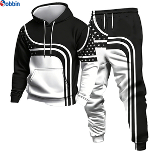 Chándal de invierno personalizado con logo, informal, de tejido grueso, con estampado 3D, creativo, artístico, de forro polar, unisex, transpirable, para exteriores, con capucha. - Product Image 1