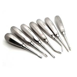 Ensemble d'élévateurs dentaires orthopédiques pour racines, 7 pièces, dentelés, droits, courbés, angulés, décalés, en acier inoxydable, pour extraction dentaire - Product Image 1