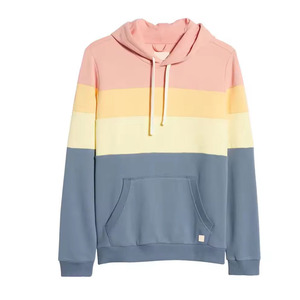 Nueva Sudadera con Capucha Informal de Bloques de Color, Rosa Pastel, Amarillo, Azul, con Rayas y Cordón Ajustable, Sudadera Personalizada para Hombre - Product Image 4