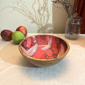 Bol de service en bois artisanal avec finition émaillée imprimée, bol décoratif pour la cuisine, idéal pour la table à manger, le service de salades de fruits et comme cadeau - Product Image 3