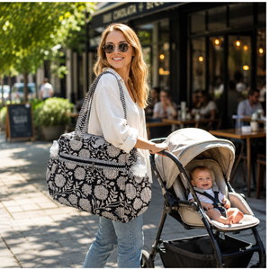 Jaipur Block Print Diaper <b>Bag</b> Cotton Quilted Front Zip Pocket Side 2 pocket Baby Essentials Travel Everyday Carry Sturdy - Product Image 4