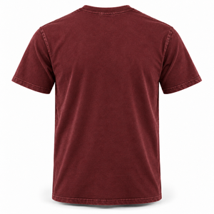 เสื้อยืดออกกำลังกาย Oxblood Pigment Wash สำหรับผู้ชาย ผ้าคอตตอนผสมเนื้อหนัก 250 GSM เสื้อยืดคอกลมสไตล์วินเทจเรโทรสำหรับออกกำลังกาย - Product Image 5