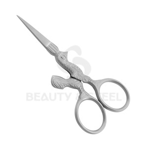 Professional Straight Cuticle Scissors with Artisan Crane-Design Handles and <b>Sandblasted</b> Matte Finish - Product Image 3