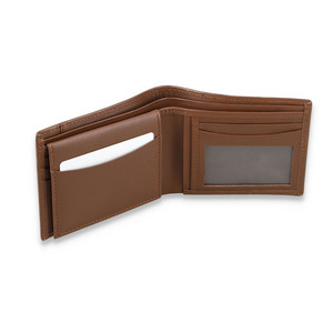 OEM Luxury Custom Logo Bifold <b>Wallet</b> High Quality Genuine Tan Leather Embroidery <b>RFID</b> <b>Blocking</b> Card Holder Men Short Fashion - Product Image 5