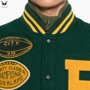 Veste universitaire pour homme de haute qualité en gros, avec broderie de logo personnalisé, patchwork, style streetwear, veste bomber unisexe, manteau Letterman - Product Image 6