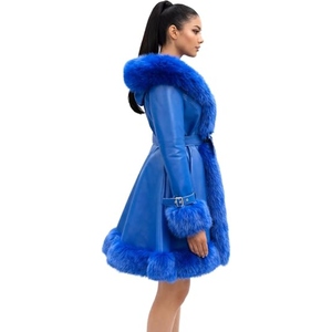 Abrigo Largo de Invierno para Mujer, Elegante, de Cuero Genuino, Forrado de Piel, con Cinturón, Proveedor Mayorista OEM Personalizado - Product Image 5