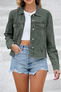 Chaqueta Vaquera para Mujer, Estilo Vintage, Chaqueta de Mezclilla Informal, Abrigo de Mezclilla Sólido, Ropa de Moda para Mujer para Otoño - Product Image 2