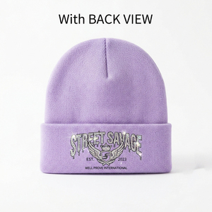 Gorro de Punto Acrílico Premium de 120 GSM con Puño Acanalado, Logotipo Personalizado con Transferencia Térmica Digital de Diamantes de Imitación, Gorro de Invierno Marrón Suave y Ajustable - Product Image 6