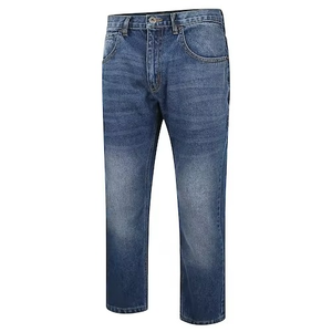 Jean en denim bleu grande taille pour homme, coupe droite, respirant, avec effet délavé, pantalon élégant pour homme - Product Image 3
