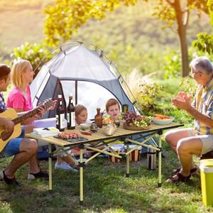 Tavolo da Campeggio Pieghevole Portatile in Acciaio al Carbonio Resistente con Borsa per il Trasporto, Tavolo da Picnic Leggero e Richiudibile per Uso Esterno - Product Image 5