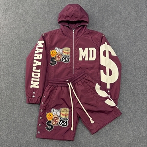 Conjunto Corto de Nylon Cortavientos con Logotipo Personalizado para Hombre 2026, Talla Grande, Traje Deportivo Cortavientos, Chaquetas con Cremallera, Pantalones Cortos, Conjuntos Casuales de Dos Piezas - Product Image 2