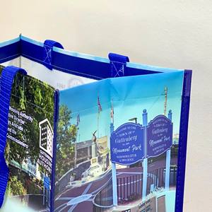 Sacs de shopping réutilisables avec logo imprimé, promotion OEM, résistants, écologiques, avec laminage brillant, sacs fourre-tout en PP non tissé, sacs cadeaux - Product Image 3