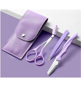 Kit de 3 Piezas para Recortar Cejas de Acero Inoxidable con Tijeras, Depiladora y Pinzas - Product Image 4