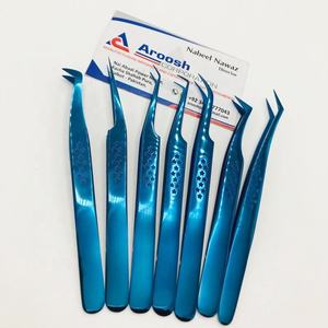 Pinzas de extensión de pestañas con agarre de estrella de acero inoxidable de alta calidad, Color azul de plasma, Punta puntiaguda hermosa sostenible - Product Image 4
