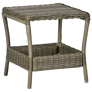 7.7 marrone "x 17.7" x 18.3 "Poly Rattan Patio tavolo elegante soluzione di archiviazione - Product Image 1