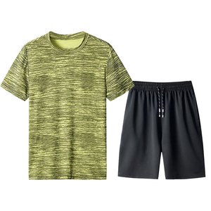 Customized Printed <b>Knitted</b> 100% Cotton Summer Men's Two-Piece Sporty Short <b>Set</b> with Quick Dry Feature and Custom Logo - Product Image 1