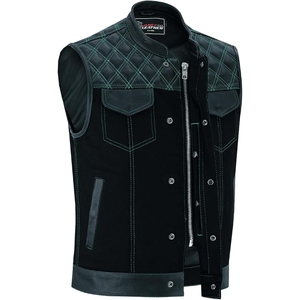 Custom Men's Genuine Leather Motorcycle Club Vest <b>Quilted</b> Biker Riding <b>Waistcoat</b> Premium Cowhide Leather Zip Vest - Product Image 3
