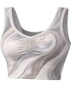 ชุดเซ็ตกระโปรงสองชิ้นลายหินอ่อนสีเทาสำหรับผู้หญิง ผลิตตามสั่ง เสื้อครอปแขนกุด กระโปรงมินิเอวสูง ผ้าสเตรช ชุดฤดูร้อน - Product Image 2