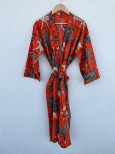 Cotton Digital Print V-neck Kimono <b>Robe</b> | Handmade Floral Boho Cover | Lightweight Summer Quick <b>Dry</b> Luxury Lounge <b>Robe</b> | <b>Women's</b> - Product Image 4