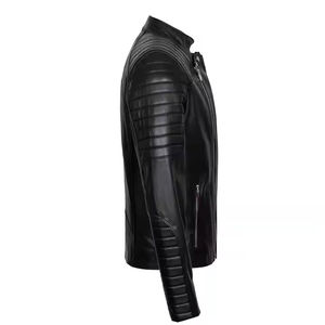 Veste en cuir tendance respirante pour homme, coupe slim, manches longues, veste en cuir pour homme, OEM - Product Image 2