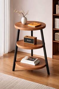 Solid Wood Self-adhesive Oil Proof <b>Bedside</b> Cabinet Two-Tier Tea <b>Table</b> Nordic <b>Minimalist</b> Bedroom Living Room Furniture Decoration - Product Image 4